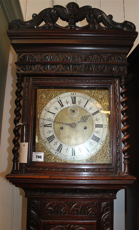 Henry Adeane of Petworth, a carved oak 8-day longcase clock 7ft 1in.